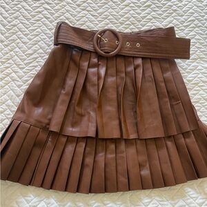 Zara Brown Pleated Mini Skirt